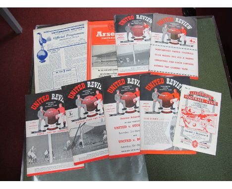 Manchester United Programmes, 50-1, 52-3, 53-4, 59-60 v Sheffield Wednesday 51-2 away at Liverpool, 52-3 v Sunderland, away v