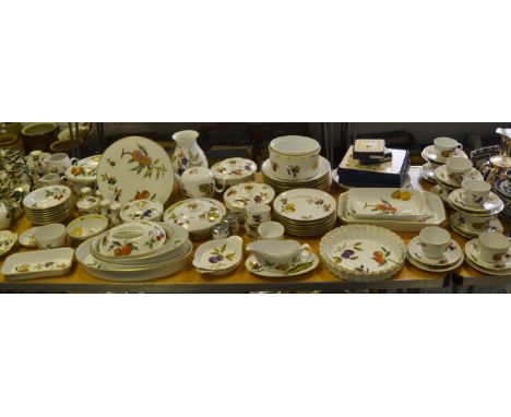 Worcester Evesham Pattern - a comprehensive tea and dinner service, comprising of souffle dishes; tureen and cover; dinner pl