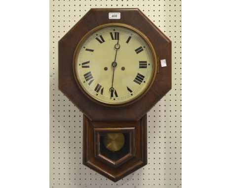 An early 20th Century mahogany cased drop pendulum wall clock