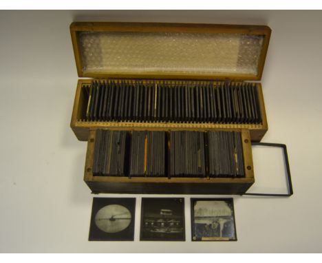 A box of topographical magic lantern slides, including Far East, China, Japan, Australia, etc; another box, including Polar c