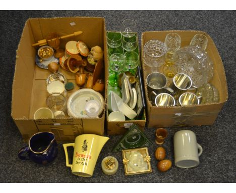 Household Goods - pewter tankards; Breweryana; turned wood mushroom; Hock glasses; an onyx ashtray and lighter; etc 