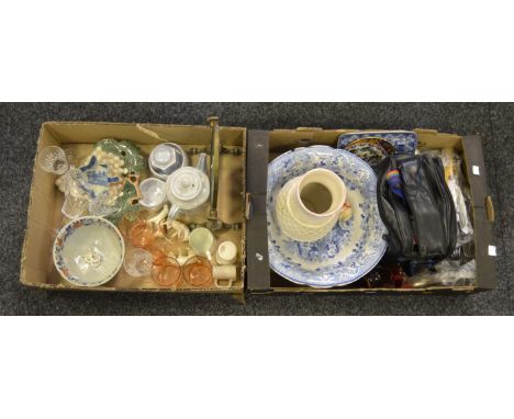 Household Goods - a crested ware cup for Retford, others similar; a brass dressing table looking glass; a studio pottery teap