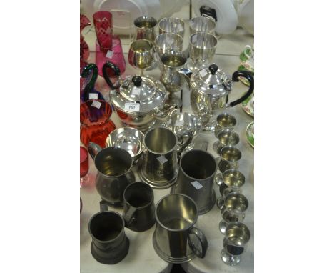 Silver Plated Ware  - silver plated goblets; tankard; four piece tea service; etc 