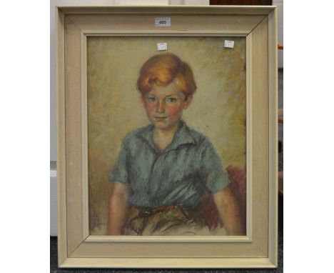 Margo Chapmanportrait of young boyoil pastel on board50cm x 40cm, dated 1964