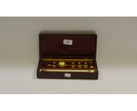 A Sikes Hydrometer, the mahogany case fitted with bone cartouche, manufactured by L. Lumley & Co, comforming ruler, inscribed