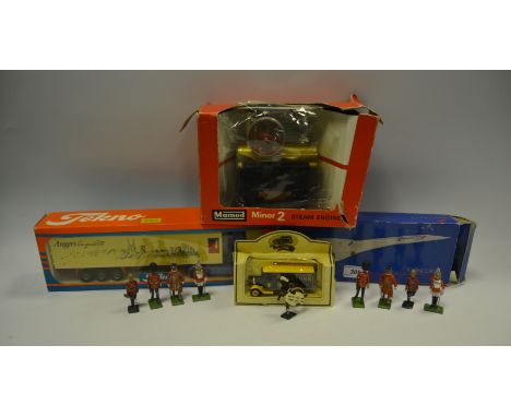 Toys - Mamod Minor 2 stationary steam engine, boxed; Blenheim toy soldiers, others Britains, Techno Articulated lorry etc. qt