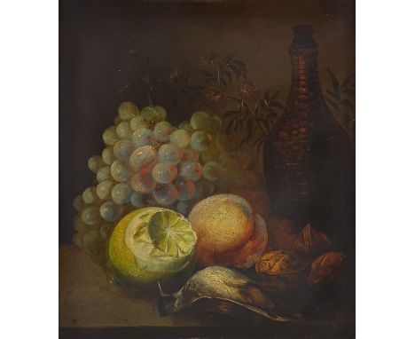 19th century oil on wood panel, still life study, unsigned, 13" x 11", framedVery good condition 