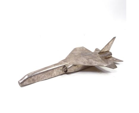 An electroplate model TSRII Cold War Period strike aircraft, possible a wind tunnel model, length 59cm