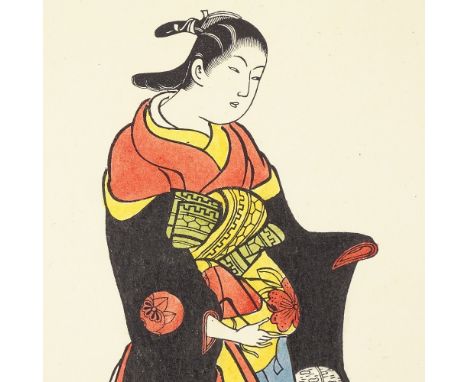 Hachiguchi Goyo, woodblock print, kimono, 12.5" x 5.5", mountedVery good condition 