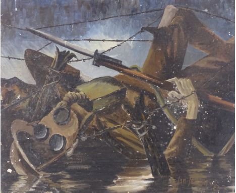 Ian Jenkins, oil on board, First War casualty, signed and dated '37, 20" x 24", unframedSeveral minor paint flakes and needs 