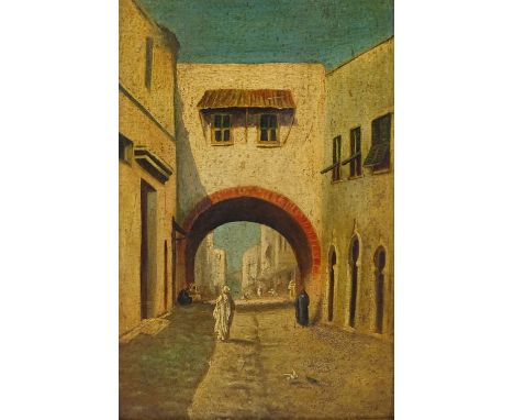 Early 20th century oil on board, Arab street scene, unsigned, 9" x 5.5", framedGood original condition, needs a light clean 