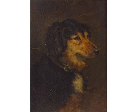 19th century oil on canvas, portrait of a dog, 16" x 12", framedSeveral patch repairs with minor overpainting 