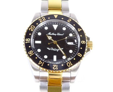 MATHEY-TISSOT - a stainless steel Mathy Vintage automatic wristwatch, ref. H901ATBN, black dial with luminous dot hour marker