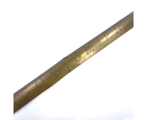 A 19th century brass costumier sign/step cover, length 210cm 
