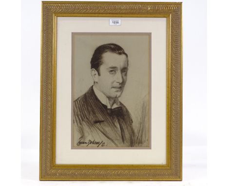 Cowan Dobson RBA, charcoal on paper, portrait of a man, signed and dated 1922, 15" x 10", framedLight foxing 
