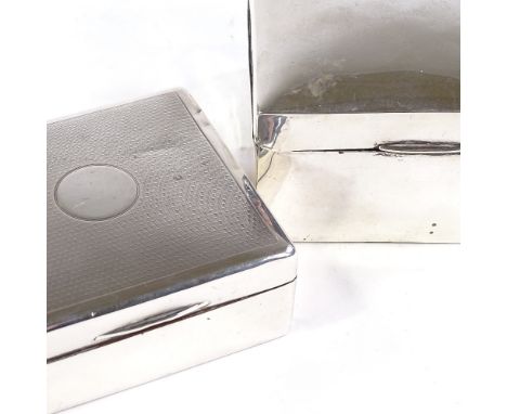 2 silver-mounted square cigarette boxes, largest length 9.5cm (2)Largest is more worst for wear with multiple splits in edges