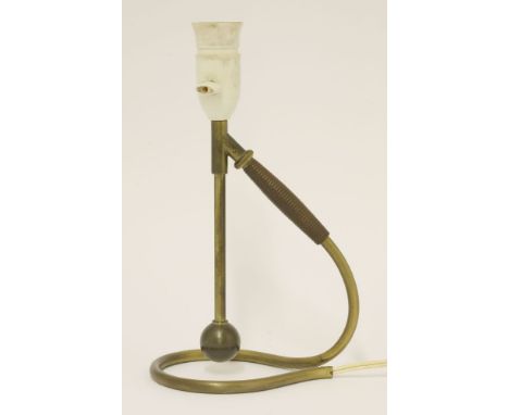 A brass 'Le Klint' 306 lamp, designed by Kaare Klint in 1945, with two positions for the table or wall, lacking shade, 29.5cm