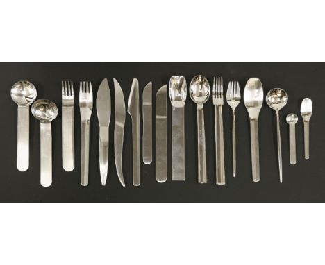 Twelve contemporary Continental stainless steel cutlery sets, to include Alessi, Carl Mertens, Dansk Designs, Stetton, most e