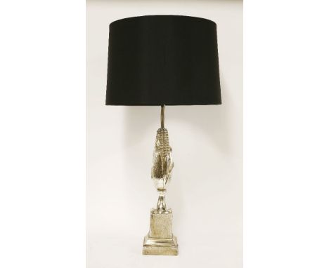 A table lamp,stamped Maison Charles et Fils, modelled as a sweetcorn on a stepped pedestal,69cm high