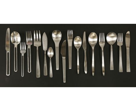 Fifteen contemporary British and Continental stainless steel cutlery sets, to include Lundtofte, Gense, Viners, David Mellor,