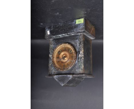 A Victorian 19th century slate and marble 8-day mantel clock. The clock with gilded face having inset 8-day movement