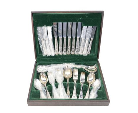 Cased six setting canteen of cutlery, silver plated in Kings pattern cutlery