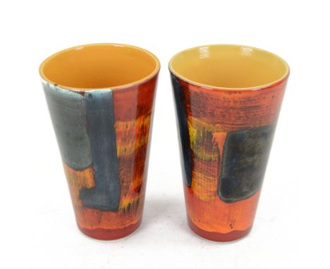 Two Poole pottery Gemstone pattern vases, H24cm