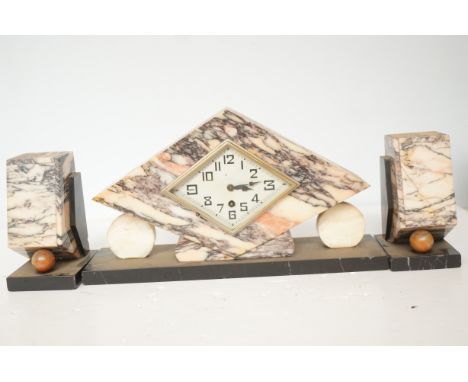 Art Deco clock garniture 40cm wide