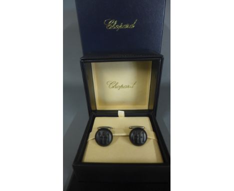 A pair on Chopard cuff links in the form of a car gear stick top, new and boxed - left over from a promotion gift, cost £200 