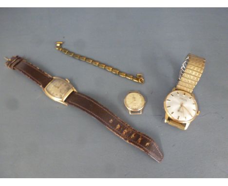 Three wristwatches - a gents Montine gold plated manual wind wristwatch with replacement strap - some wear, working order - a