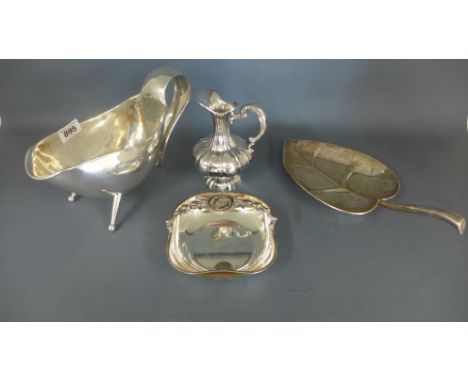 Four pieces of Peruvian sterling silver - two jugs, a leaf dish and a basket - total approx weight 22 troy oz - all clean con