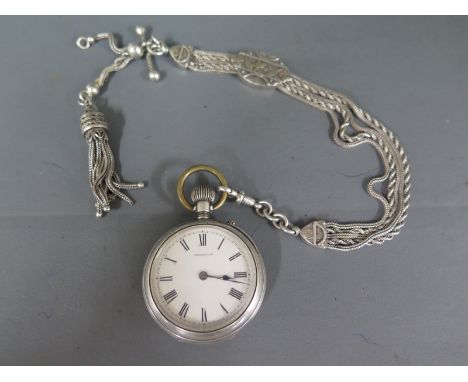 A Russell's of Liverpool Ladies pocket watch having white ceramic on copper dial with Roman Numerals ,tested as silver case h