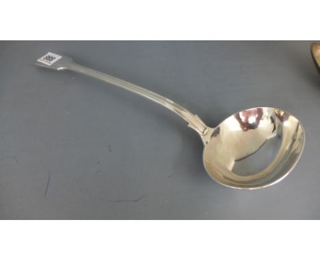 A large fiddle pattern silver ladle London 1878/79 maker CB - Length 35cm - approx weight 10.5 troy oz - clean condition