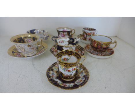 A selection of 19th century cabinet cups and saucers - minor usage wear