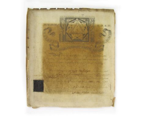 1849 Masonic Certificate H.R.D.M. for Sir Knight Charles Solton - with Black SealThe item is antique and has age related wear