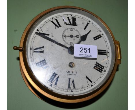 Smiths Empire brass-cased bulkhead ship's clock