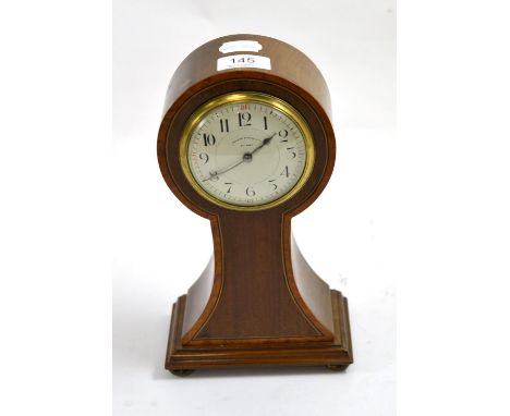 Edwardian balloon form mantle clock, signed Belfast 