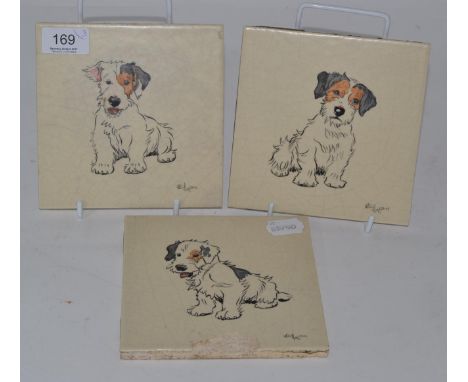 Three Poole pottery plaques designed by Cecil Aldin (one a.f.), each numbered 79 to verso 