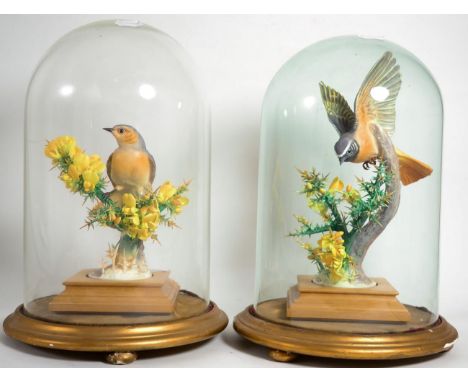 Royal Worcester pair of British Bird Models by Dorothy Doughty: 'English Redstart on Gorse in Spring - Cock', model No. RW369