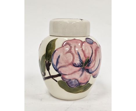 Moorcroft ginger jar and cover&nbsp;decorated with magnolia pattern reserved against a cream ground, impressed Moorcroft Made