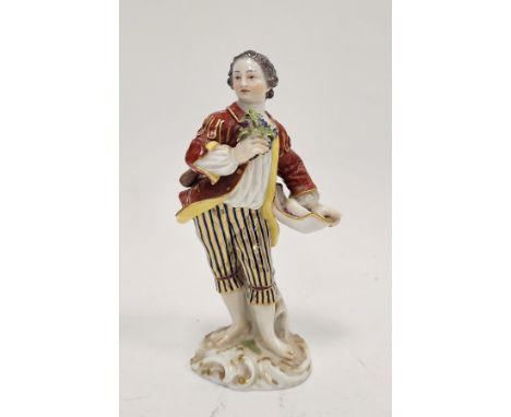 Late 19th century Meissen figure&nbsp;of a gallant, blue crossed swords, incised 19 and impressed numeral 186, iron red paint