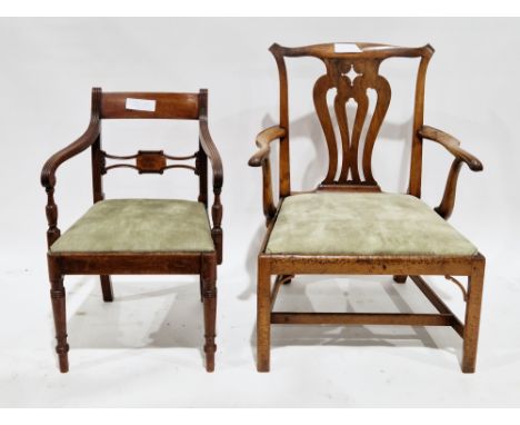 Collection of six chairs including three matching elm seated and ash hoop and spindle back dining chairs, 90cm high x 38cm wi