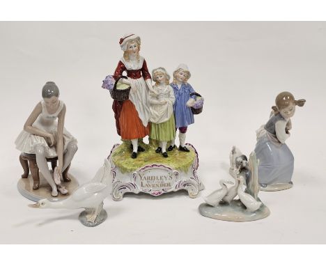 Early 20th century Dresden porcelain 'Yardley's Old English Lavender' advertising figure group&nbsp;with a mother and two chi