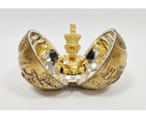 Stuart Devlin silver and silver-gilt commemorative surprise orb,&nbsp;limited edition, made to commemorate The Silver Jubilee