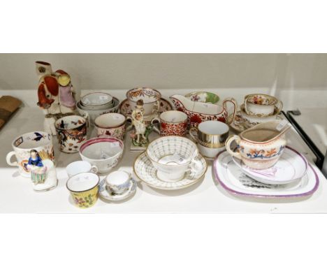Collection of English, Chinese and Continental pottery and porcelain, comprising two Chinese export tea bowls and a sugar bow