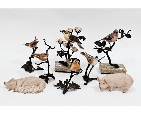 Aynsley porcelain model&nbsp;of a sow and litter after John Aynsley, circa 1975, printed black marks and a model of a pig sta