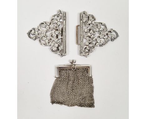 Silver nurse's belt buckle, London 1972, maker JHL, with pierced foliate scrolling decoration, 10cm long together with George