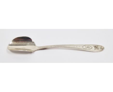 Victorian Irish silver stilton scoop, Dublin 1901, West &amp; Sons,&nbsp;pointed old English pattern with Irish Celtic point 