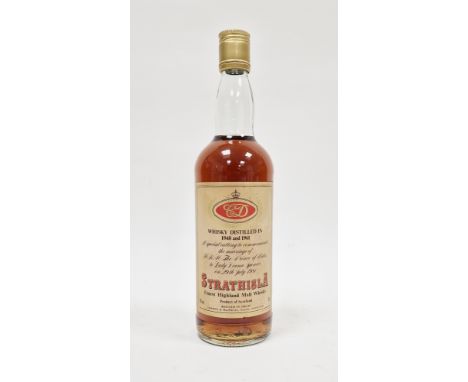 Strathisla 1948 and 1961 Royal wedding finest Highland malt whisky, commemorating the marriage of Prince Charles and Lady Dia