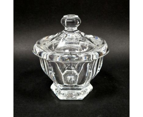 Baccarat Missouri sugar bowl and cover, acid etched seal marks, panel cut, on hexagonal foot, 13cm high&nbsp;